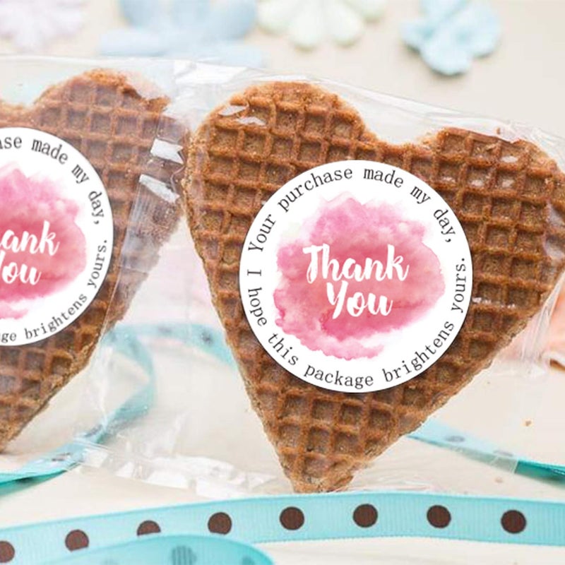 WRAPAHOLIC Thank You Business Stickers - Pink Ink Painting Gift Wrap Labels, Shipping Labels - 2 x 2 Inch 500 Total - Image 4